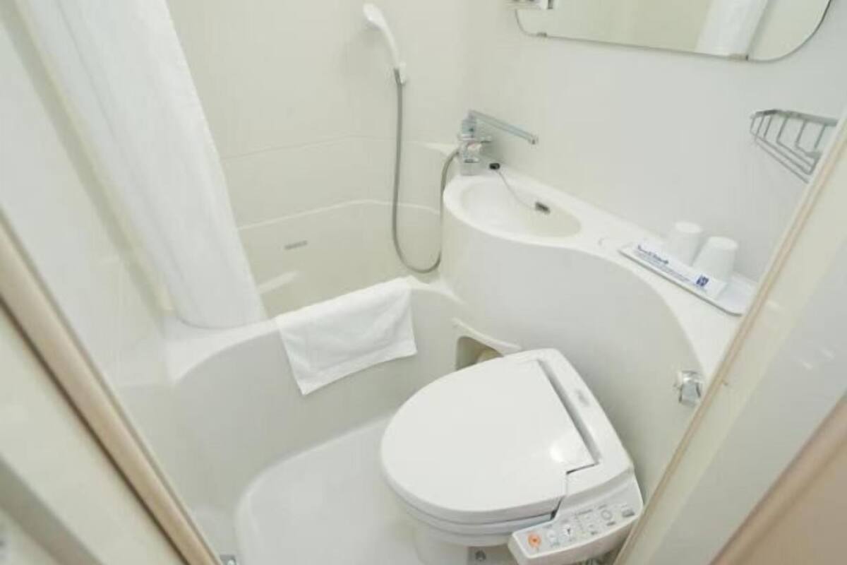 combined shower/bathtub, free toiletries, hair dryer, slippers