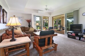 TV, video games, DVD player, video library