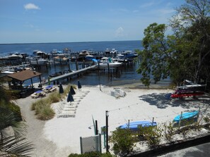 On the beach, sun loungers, beach towels