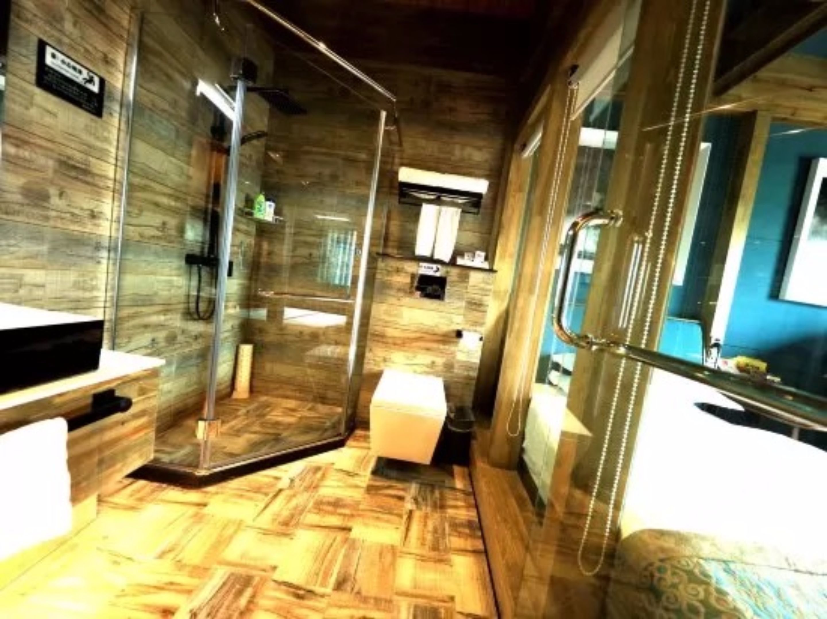 shower, free toiletries, hair dryer, slippers