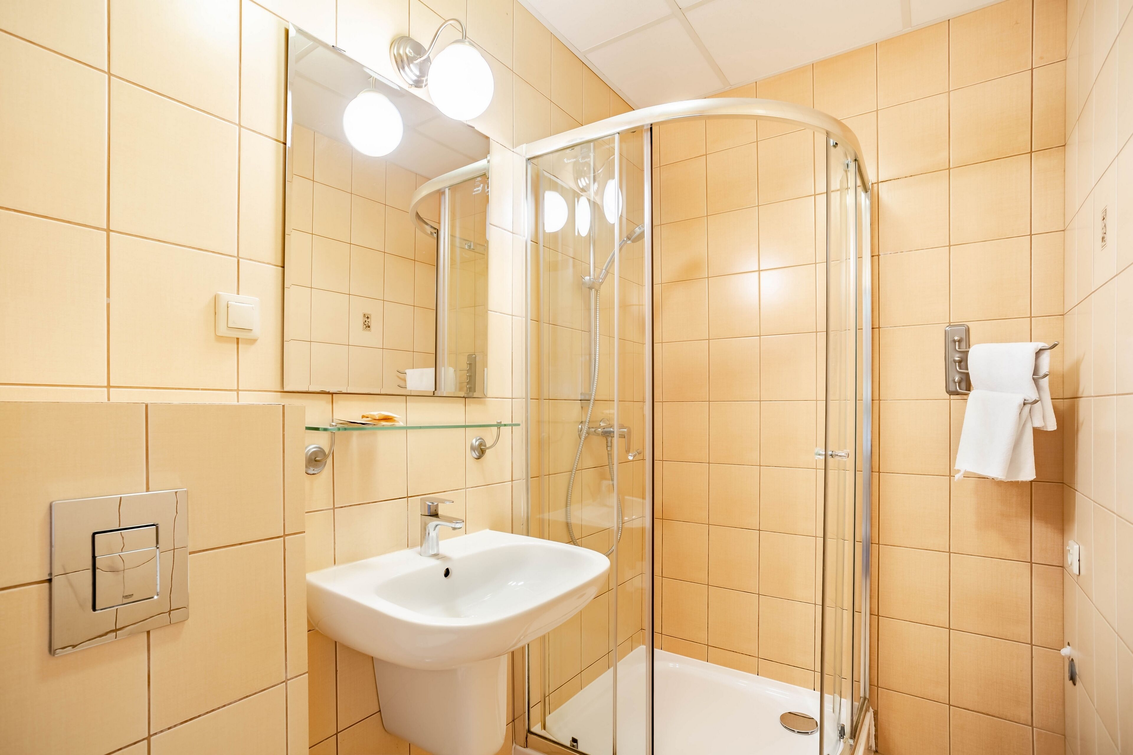 standard double or twin room | bathroom | shower, free toiletries, hair dryer, towels