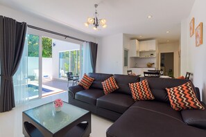 3-Bedroom Private Pool Villa | Living area | Flat-screen TV - Private Villa with Pool near Laguna (Choeng Thale)