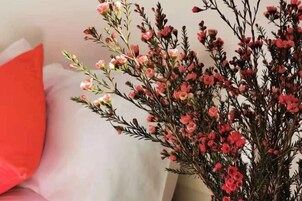 Una planta con flores rosadas y hojas verde oscuro.