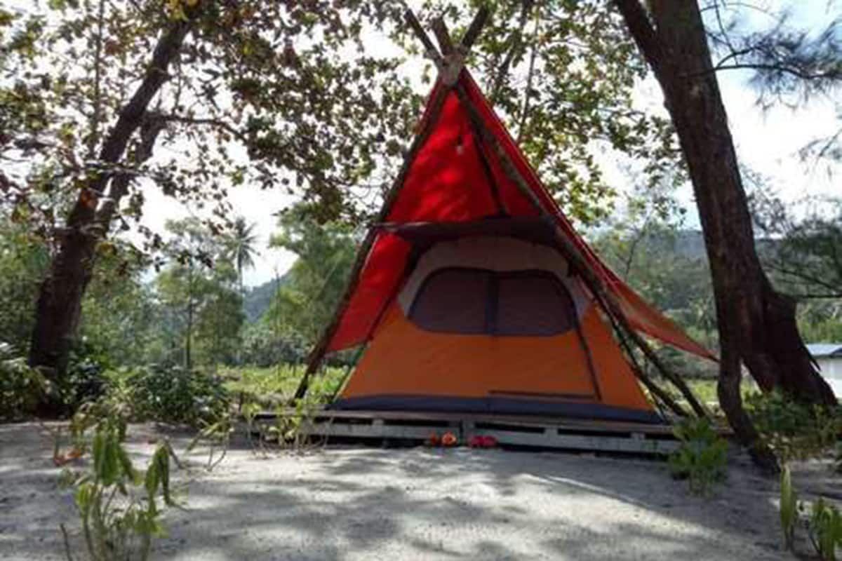 Standaard tent, 1 kingsize bed, uitzicht op strand | Verduisterende gordijnen, gratis wifi, beddengoed