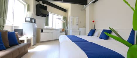 Premium bedding, blackout curtains, iron/ironing board, free WiFi