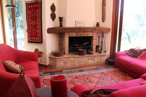 Villa, 2 Bedrooms | Living area | TV, fireplace