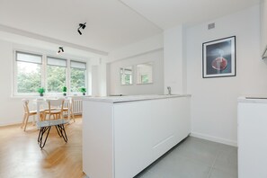 Apartment, 1 Bedroom, Non Smoking, City View | Private kitchen | Fridge, microwave, stovetop, dishwasher - ShortStayPoland Jana Pawła - B27 (Warsaw)