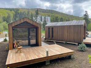 Panoramic Cabin, Mountain View, Annex Building | Free minibar, in-room safe, desk, laptop workspace - Balvanyos Resort (Turia)