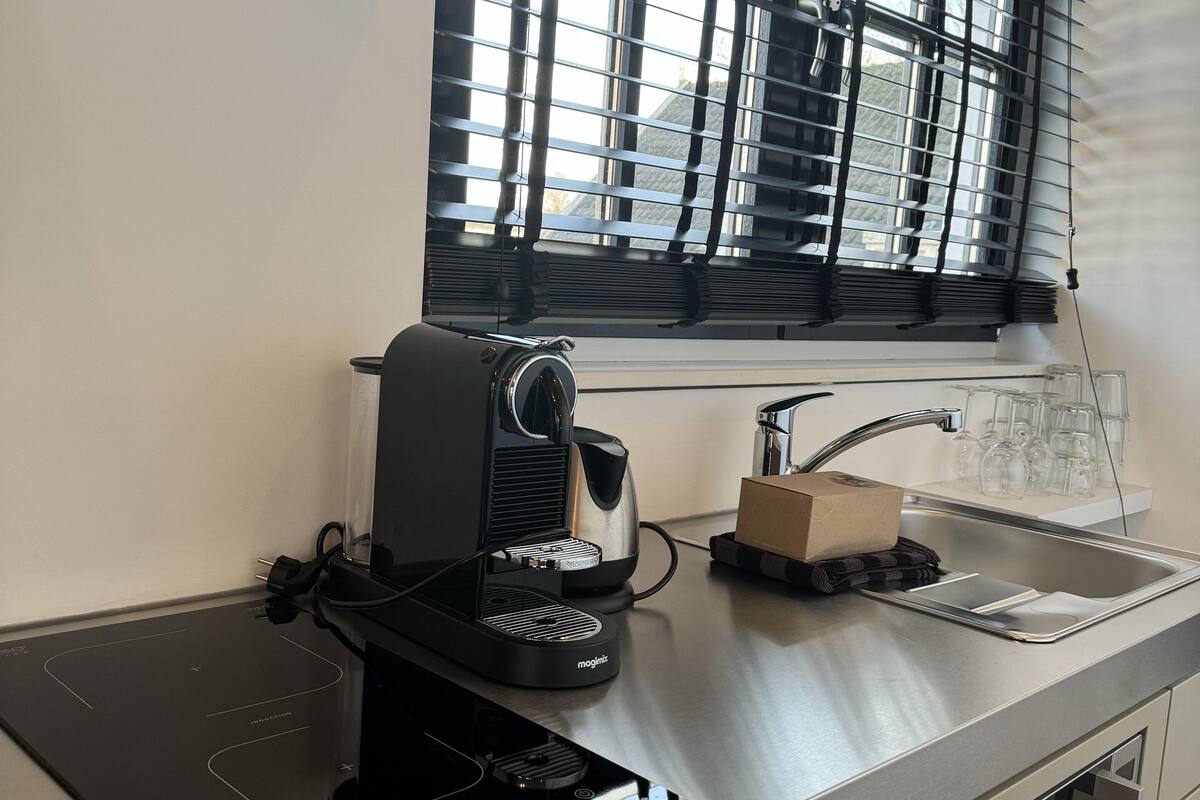 luxury studio, balcony, lake view | private kitchenette | full-sized fridge, microwave, espresso maker, coffee/tea maker