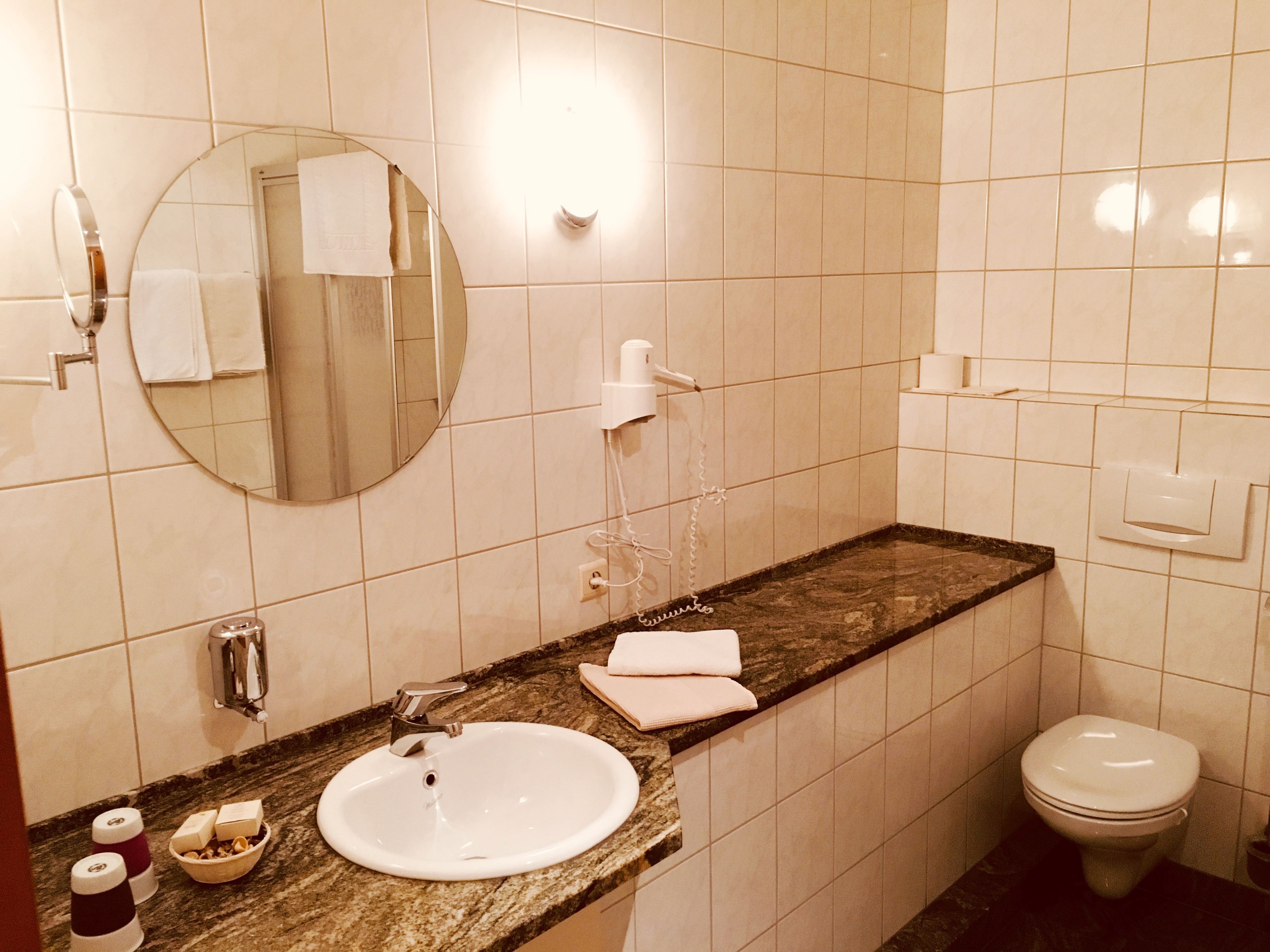 room | bathroom | shower, free toiletries, hair dryer, towels