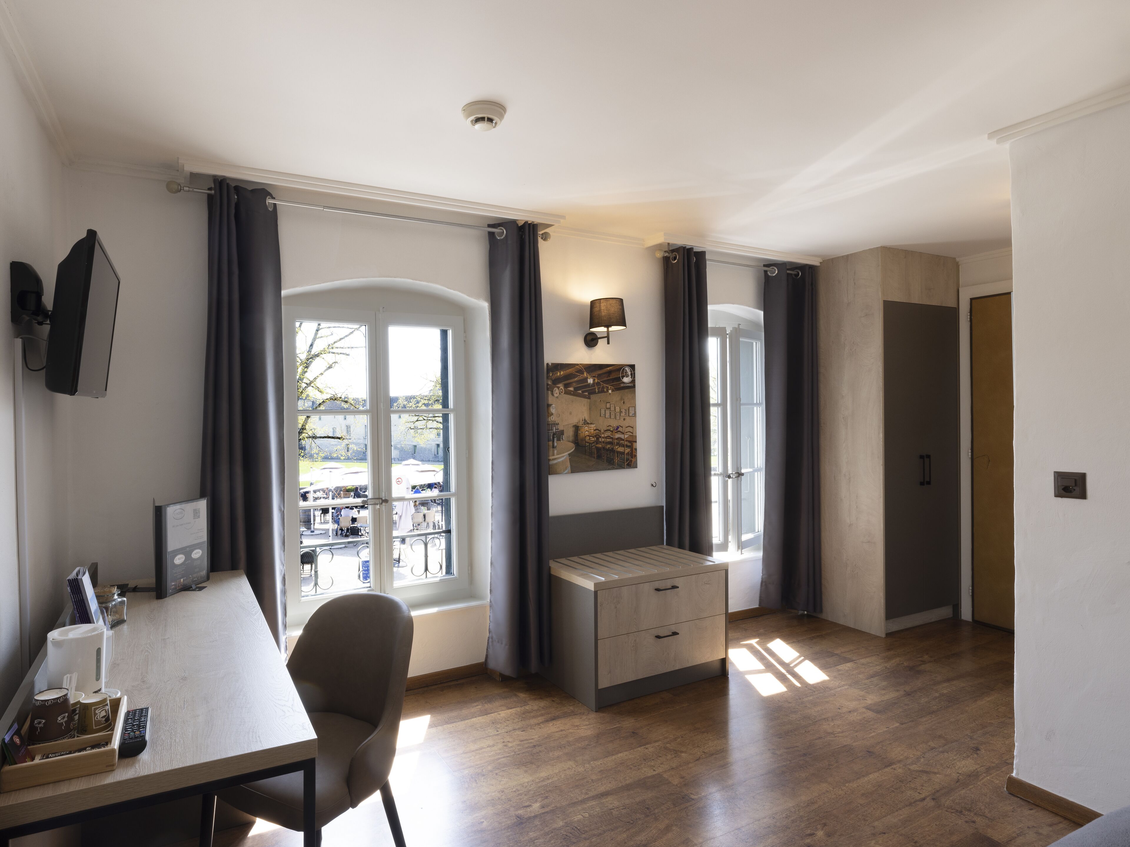 double room, lake view | in-room safe, desk, blackout curtains, iron/ironing board