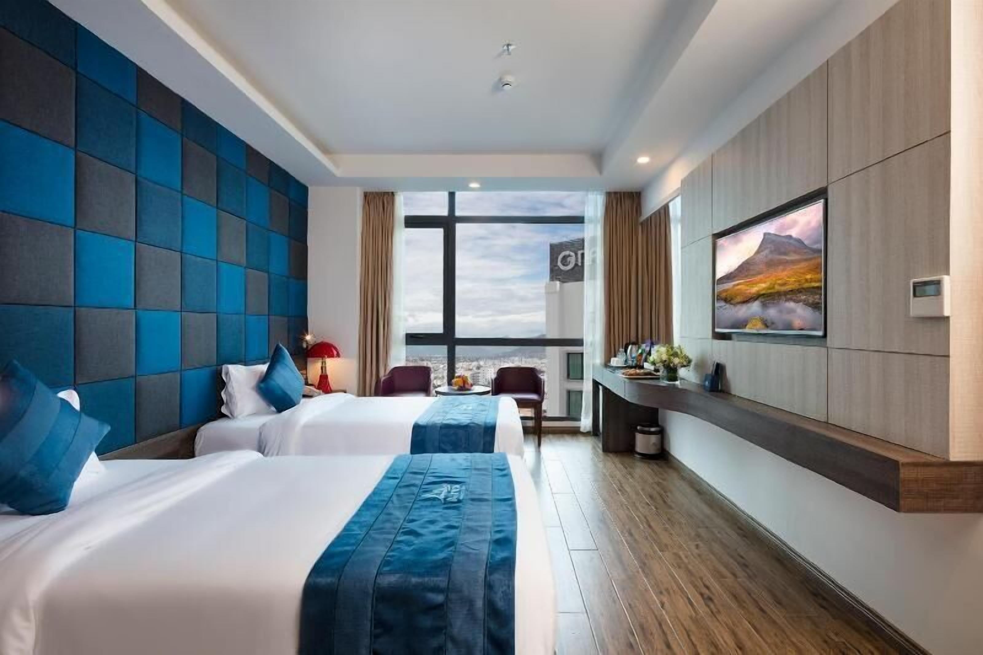 Free minibar items, in-room safe, desk, blackout drapes