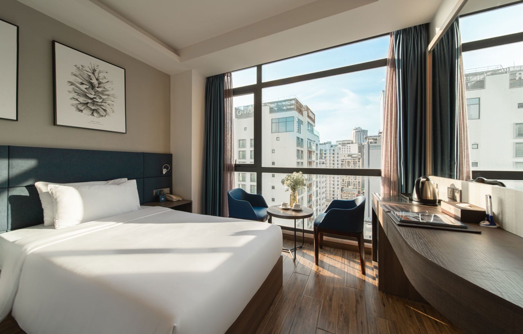 Free minibar items, in-room safe, desk, blackout drapes