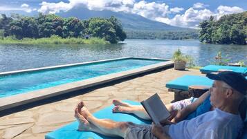 Outdoor pool, pool loungers