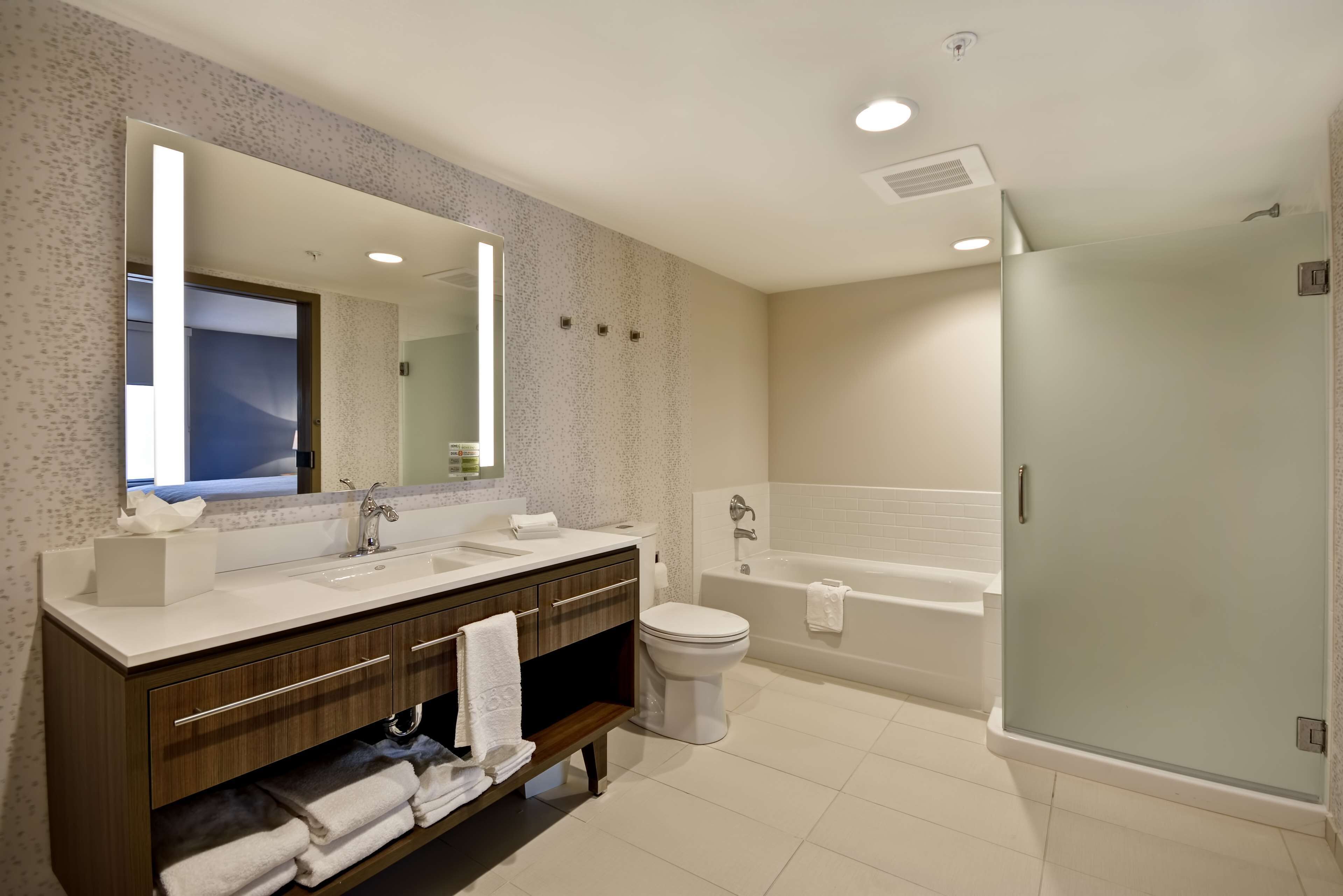 suite, 1 king bed, accessible, bathtub (mobility & hearing) | bathroom | shower, free toiletries, hair dryer, towels