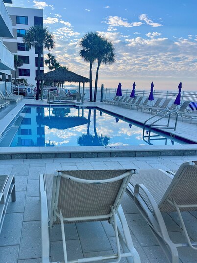 Beachfront. Hurricane repairs complete. Newly renovated heated pool and spa open