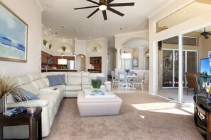 Smart TV, books, stereo, offices