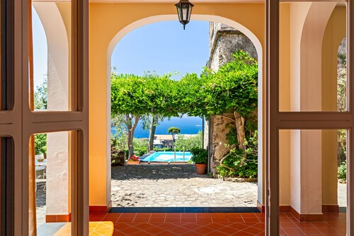 Villa with Saracen Tower and swimming pool sea view near Sorrento 