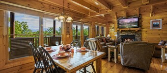 Gorgeous cabin. Great location. 2 balconies w/ mtn. views. Feels private.