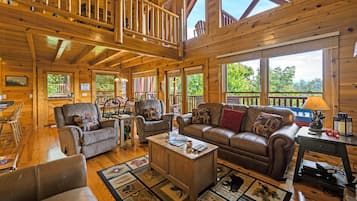 Smart TV, fireplace, video games, DVD player