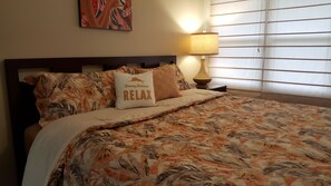 Iron/ironing board, travel crib, free WiFi, bed sheets