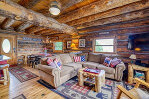 Smart TV, fireplace, DVD player, books