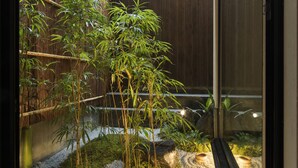 A traditional Japanese garden with bamboo, rocks, and moss. - Gion Misen Furumonzen (Kyoto)