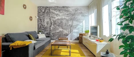 Apartamento Premium, baño privado, vistas al parque | Zona de estar