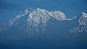 A mountain range with snow-capped peaks. - Mystique Highland Resort (Pokhara)