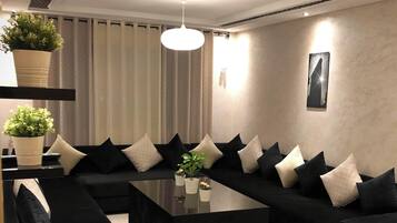 Comfort Apartment, 2 Bedrooms, Kitchen, City View | Living area | TV