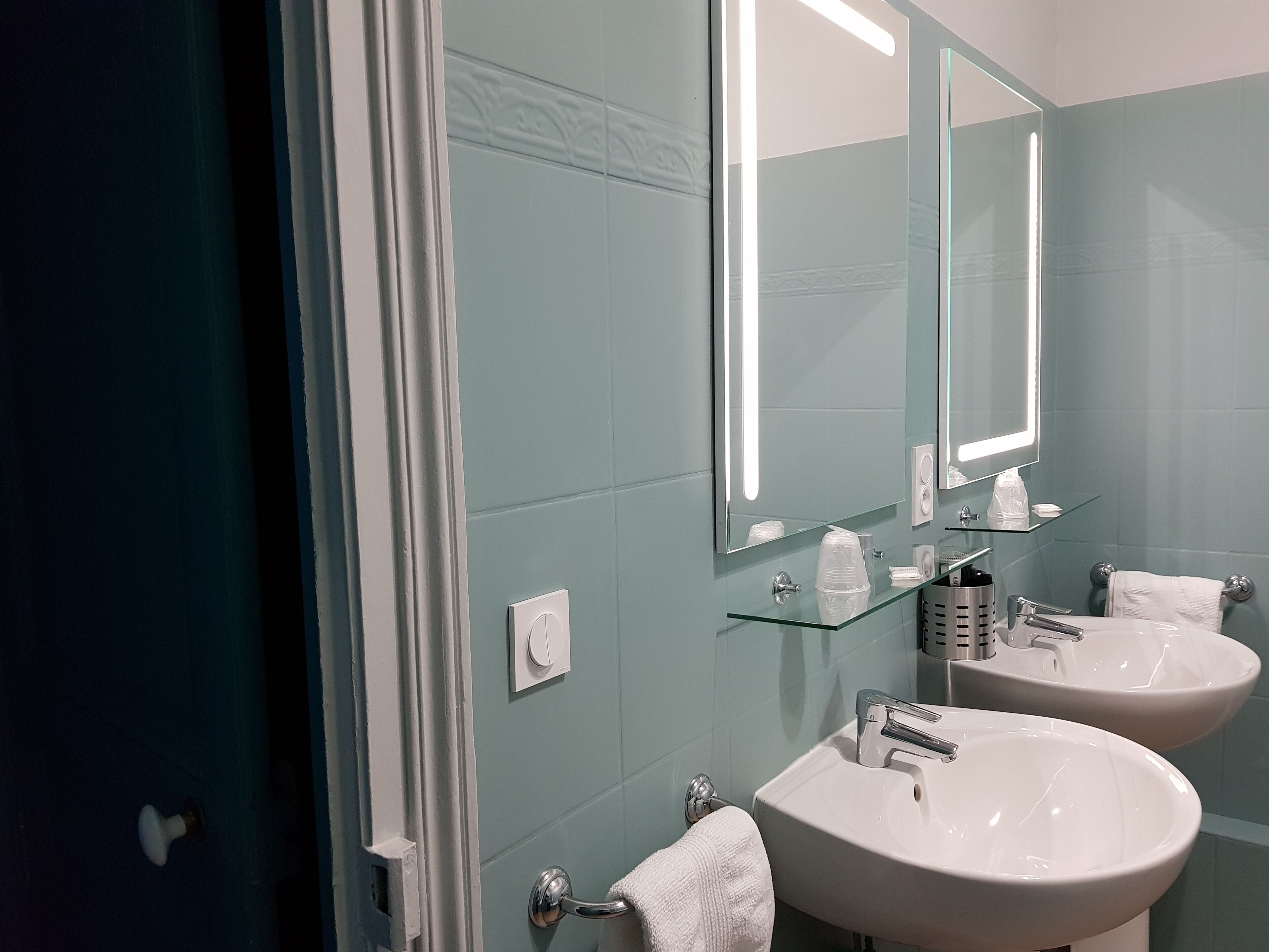 free toiletries, hair dryer, towels