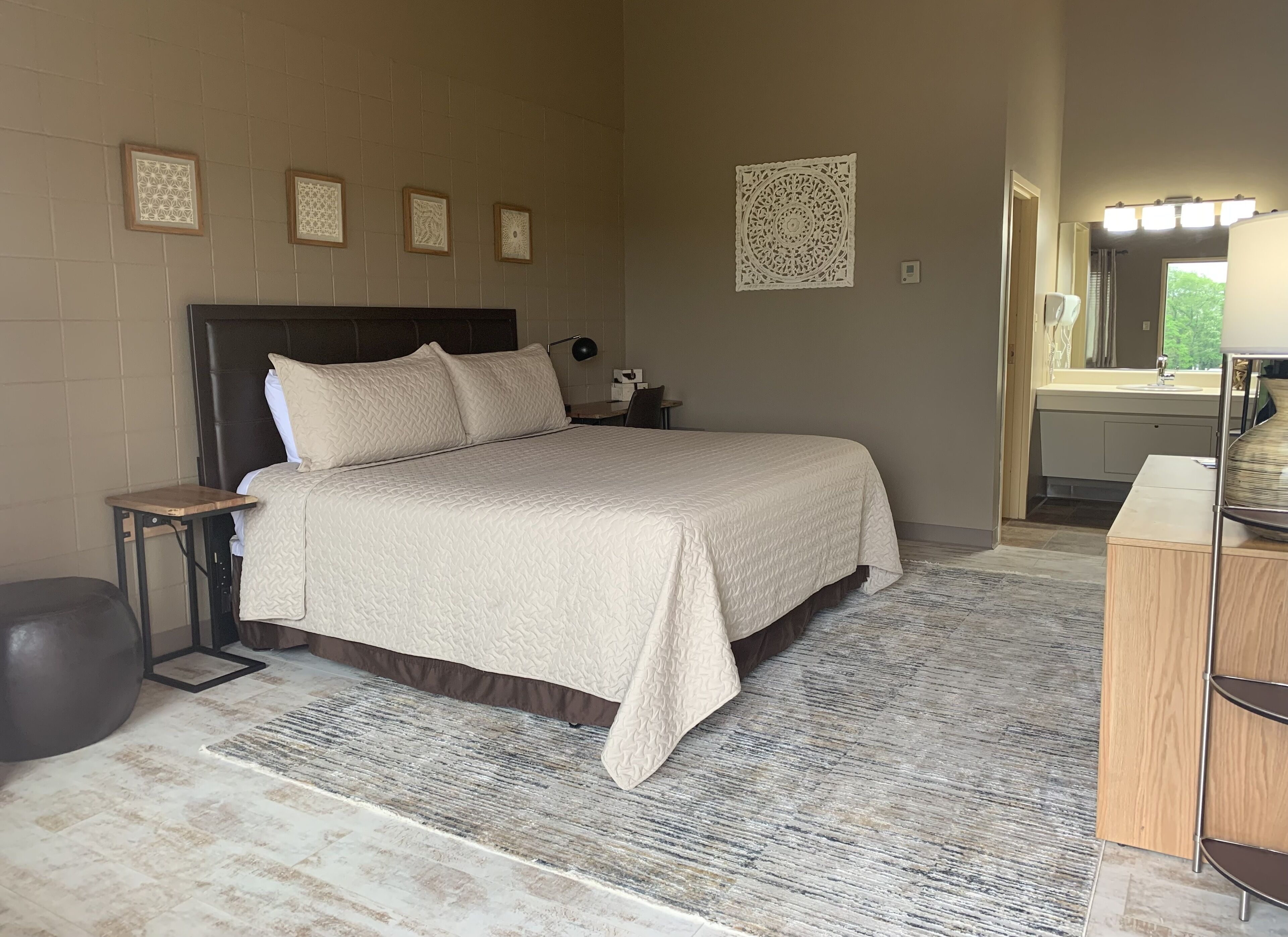 blackout curtains, iron/ironing board, free wifi, bed sheets