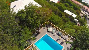 Outdoor pool, pool loungers