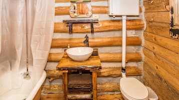 Combined shower/tub, hair dryer, towels, soap