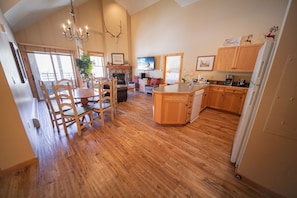 Premium Condo, 2 Bedrooms, Balcony, Mountain View (Buffalo Lodge 8413) | Living area | TV, fireplace