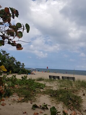 Beach nearby, sun loungers, beach towels