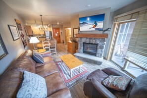 Condo, Multiple Beds, Courtyard View (Buffalo Lodge 8320) | Living area | Fireplace - Buffalo Lodge 8320 by SummitCove Vacation Lodging (Keystone)