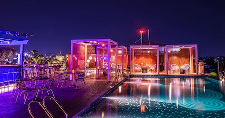 Rooftop bar, pool views, open daily