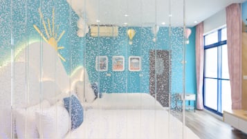 Individually decorated, desk, blackout curtains, rollaway beds