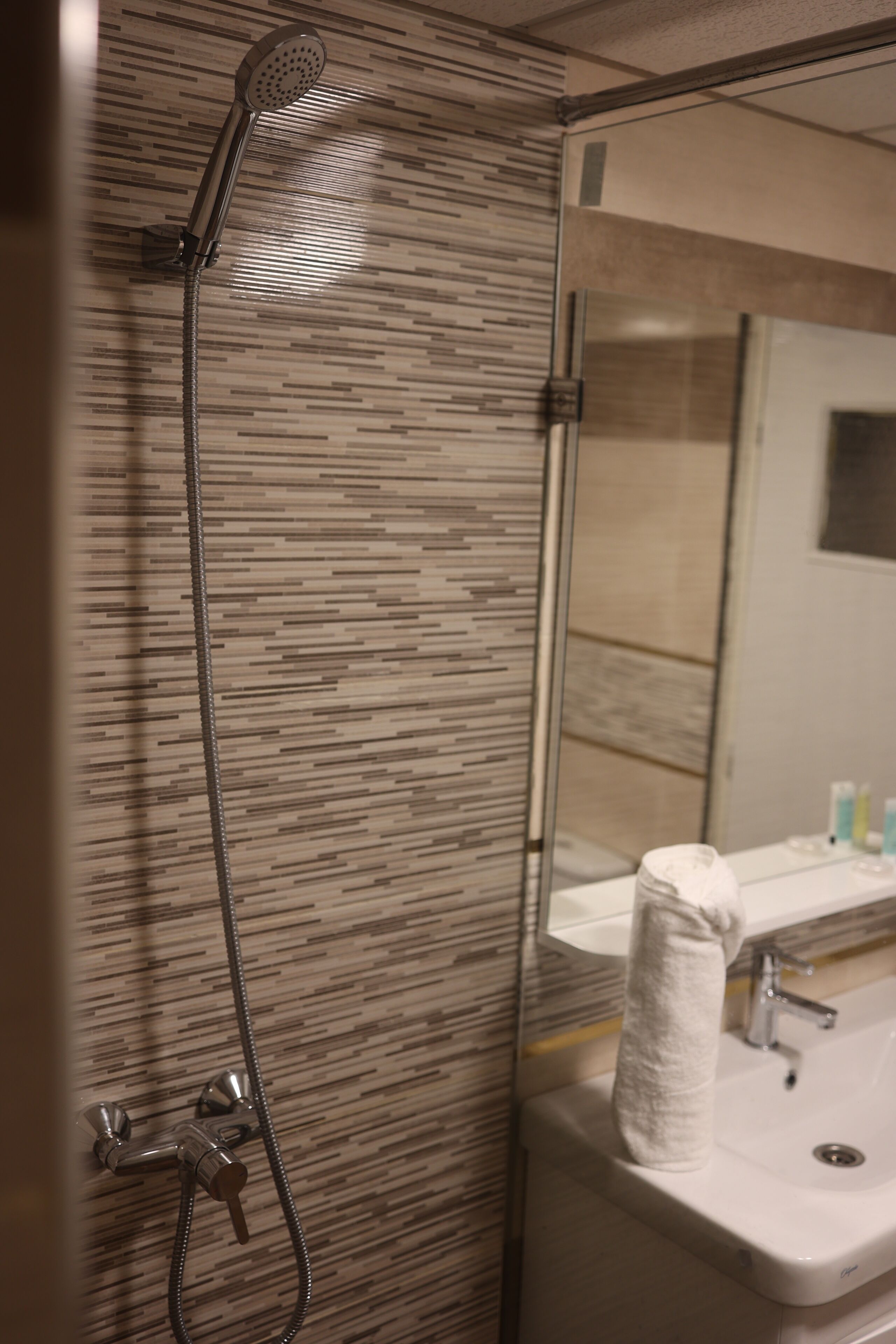 separate bathtub and shower, free toiletries, towels