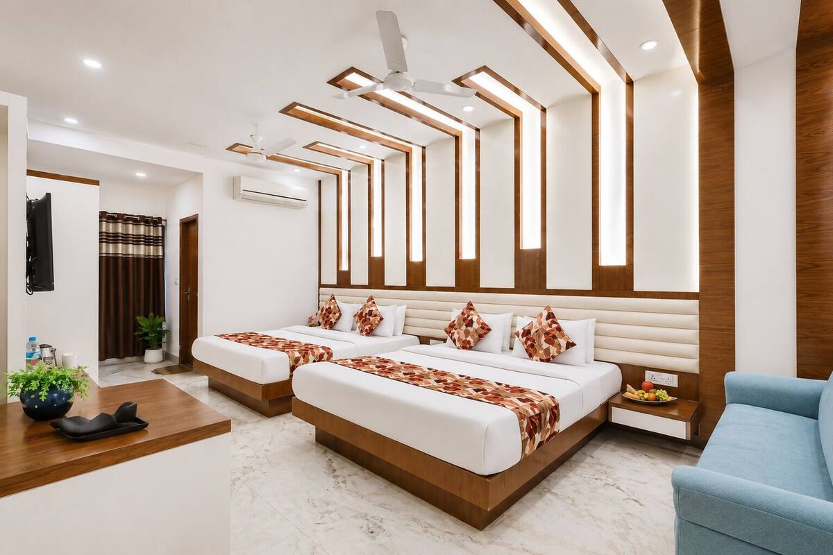 Phòng đôi dành cho gia đình | Bộ đồ giường cao cấp, nệm cao su hoạt tính (memory foam)