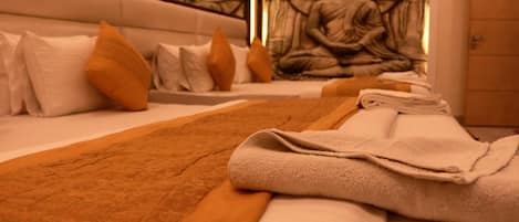 Premium bedding, memory-foam beds, free WiFi, bed sheets
