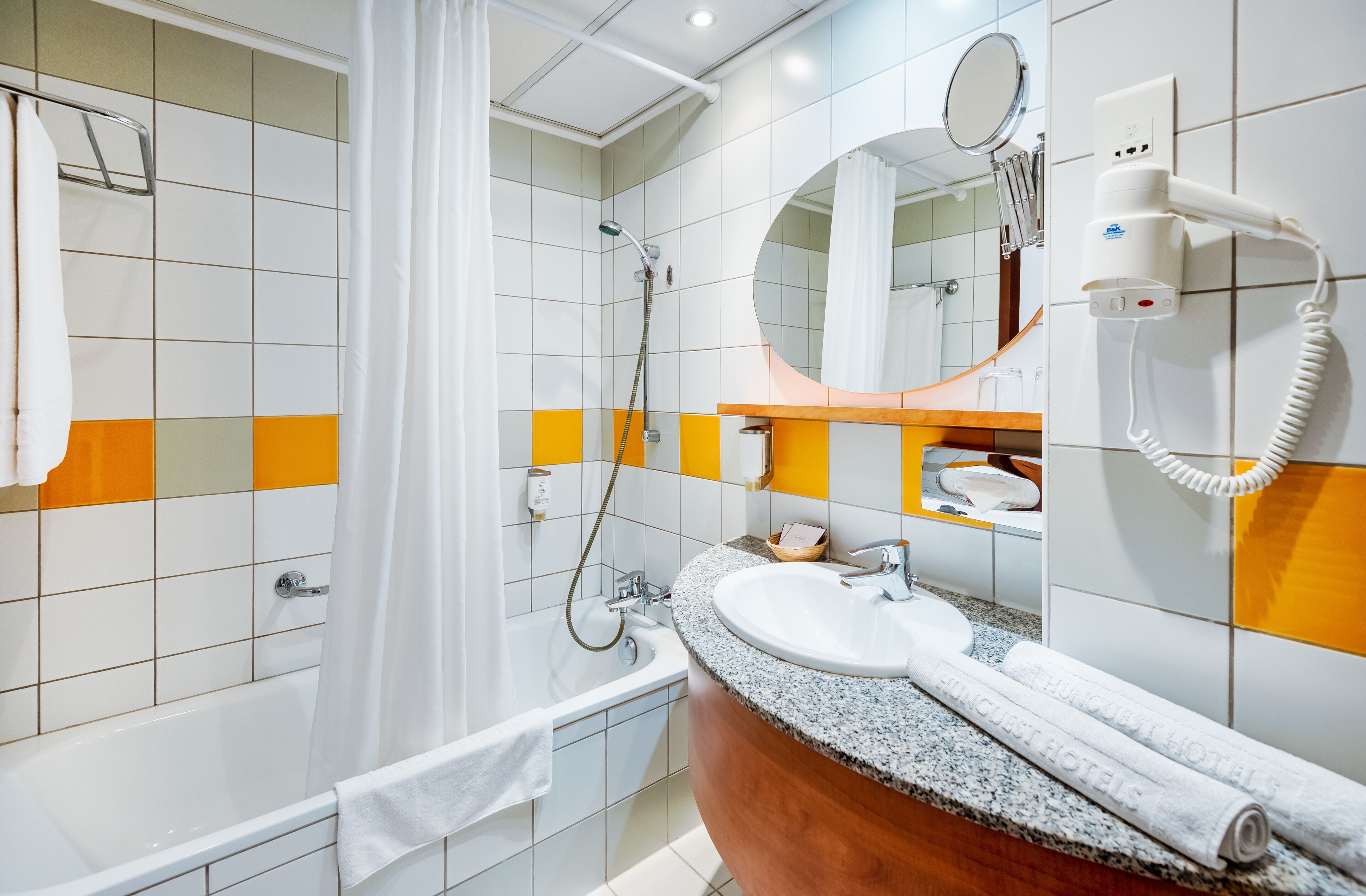classic room | bathroom | hair dryer, bathrobes, towels, soap