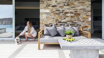 Superior Suite, Private Pool, Sea View | In-room safe, desk, soundproofing, iron/ironing board