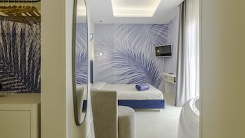 Camera Deluxe Matrimoniale con vasca idromassaggio | 1 chambre, minibar, coffres-forts dans les chambres