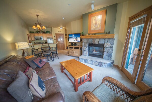Superior Condo, 1 Bedroom, Balcony, Resort View (Arapahoe Lodge 8116) | Living area | Flat-screen TV, DVD player, foosball