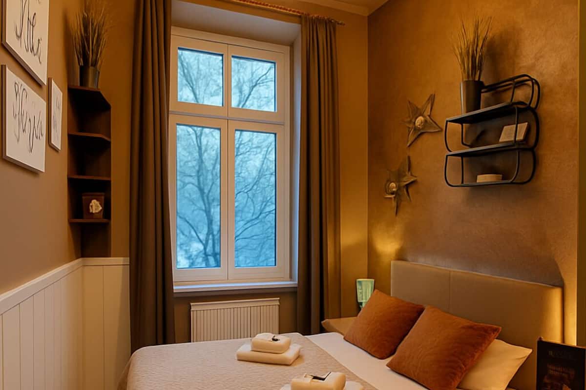 Habitación doble estándar, 1 cama matrimonial, baño privado | 1 habitación, edredón y muebles diferentes