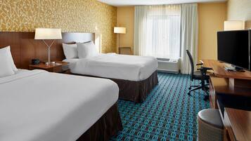 Desk, laptop workspace, iron/ironing board, cots/infant beds