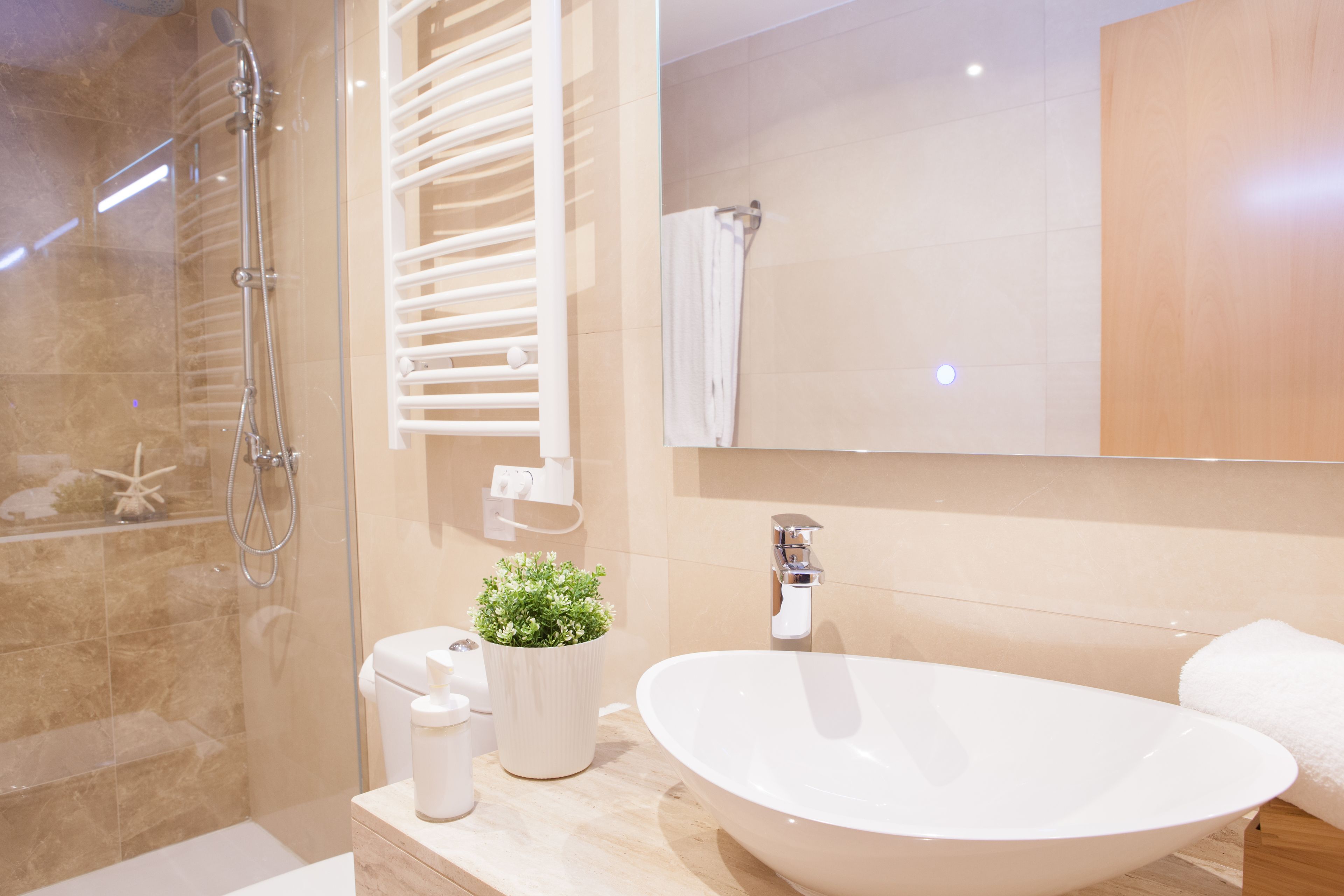 Bathroom | Shower, hair dryer, towels, soap