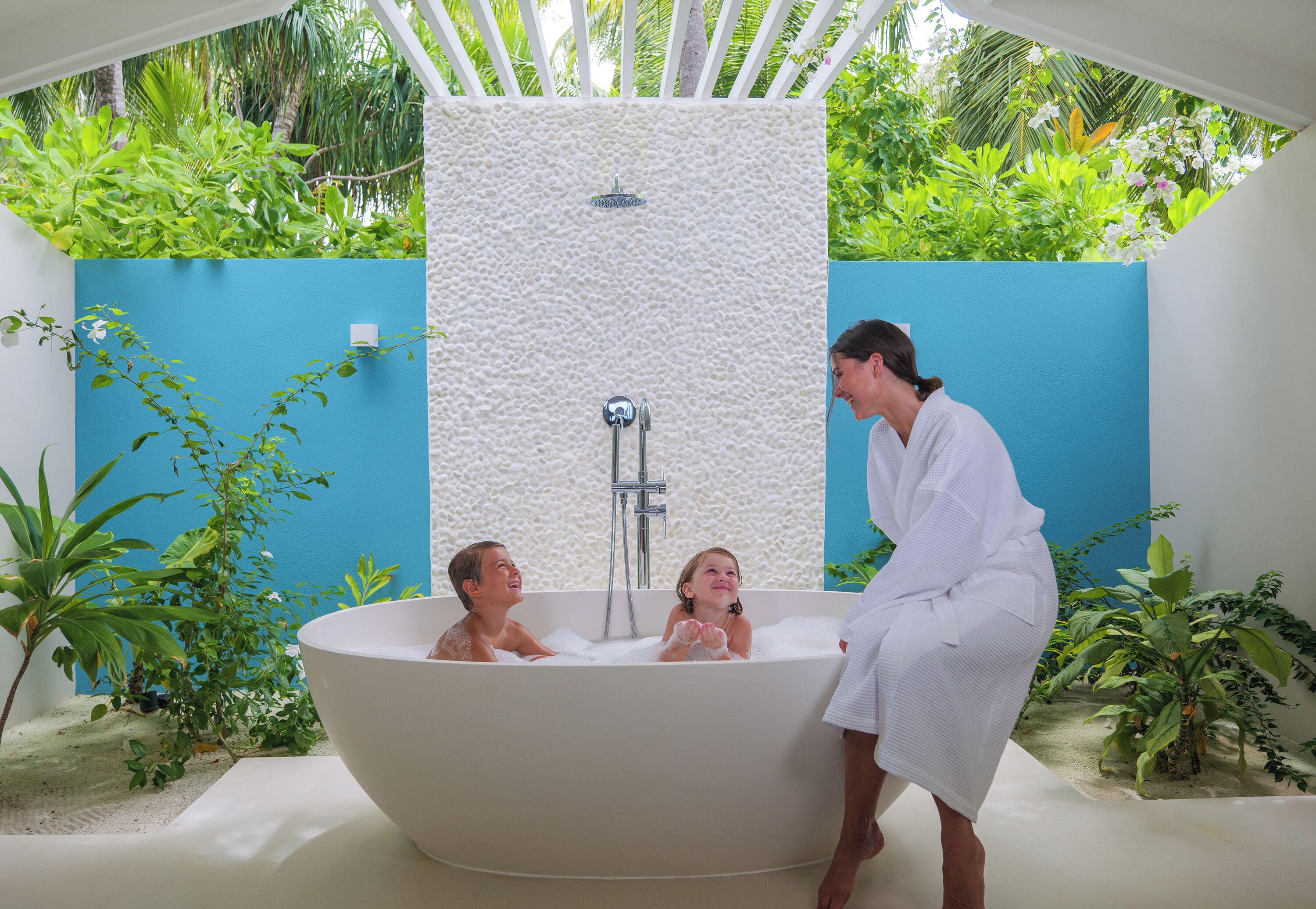 two bedroom beach suite with pool | bathroom | separate bathtub and shower, free toiletries, hair dryer, slippers